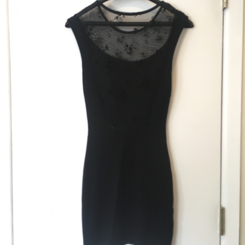 Black dress with mesh back and floral detail!